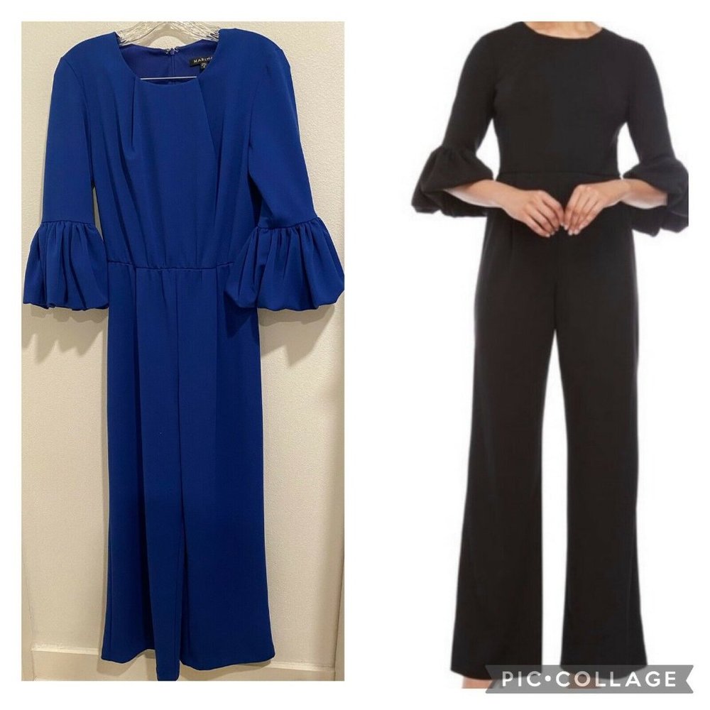 Marina Women's Bright Blue Jumpsuit Bell Sleeve Size 2